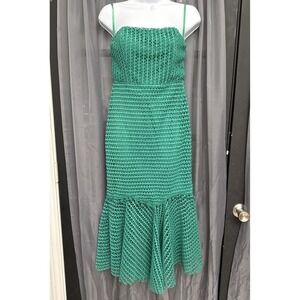 Hello Molly Event Season Green Crochet Lace Strapless Mermaid Midi Dress NWT S
